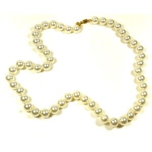 womens Boho Barrel Necklace White bead stone faux Pearl Statement classic fit